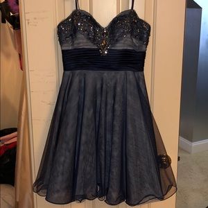 Navy Strapless Homecoming dress
